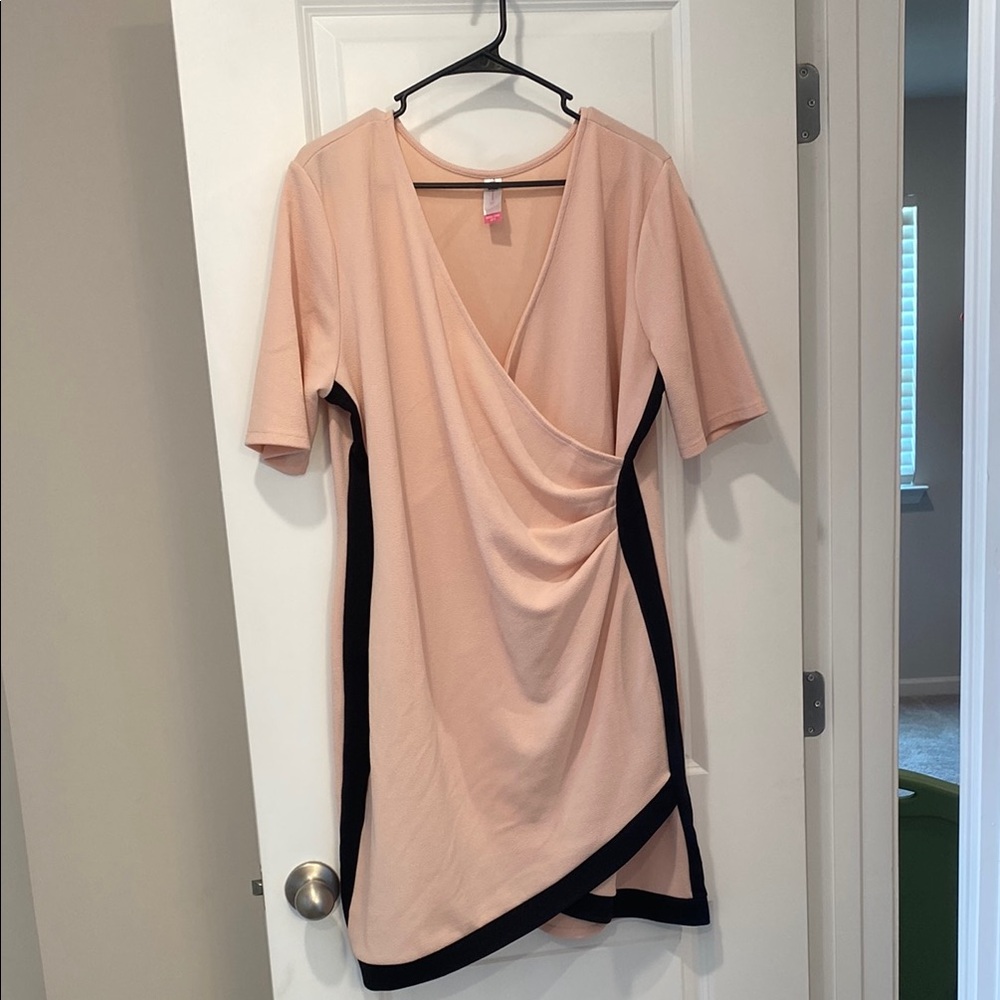 No Boundaries Asymmetrical Peach and Black Dress